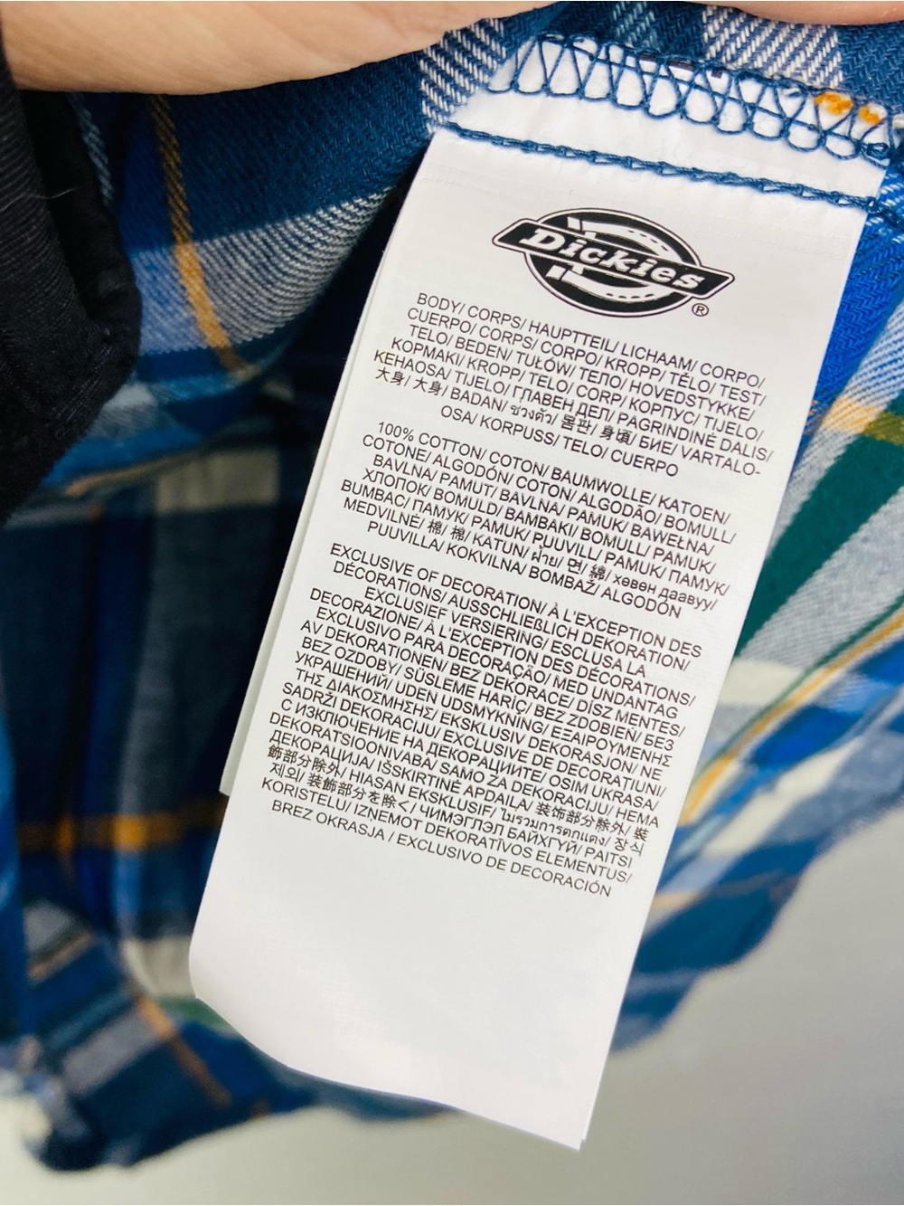 Dickies cotton Blue Plaid flannel Long Sleeve Shirt with Yellow & navy Size XS - Picture 9 of 10